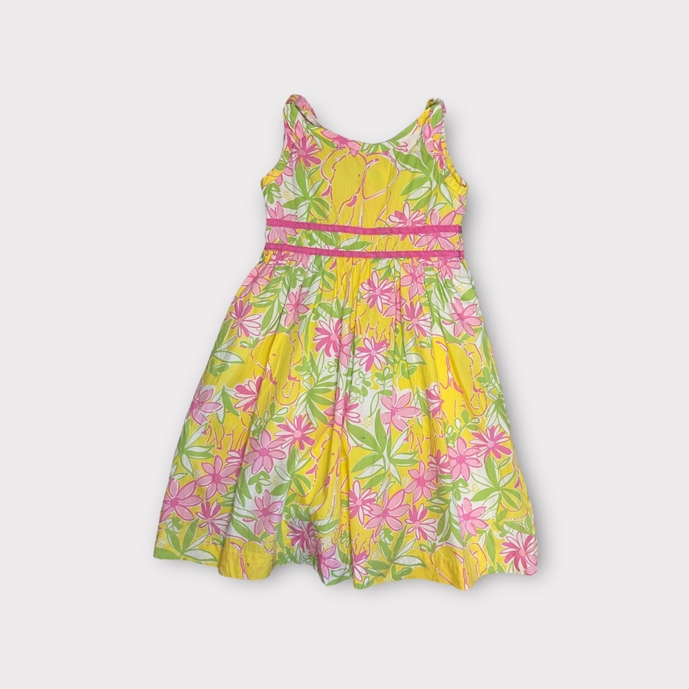 Lilly Pulitzer Sleeveless Yellow Floral Elephant Sleeveless Dress